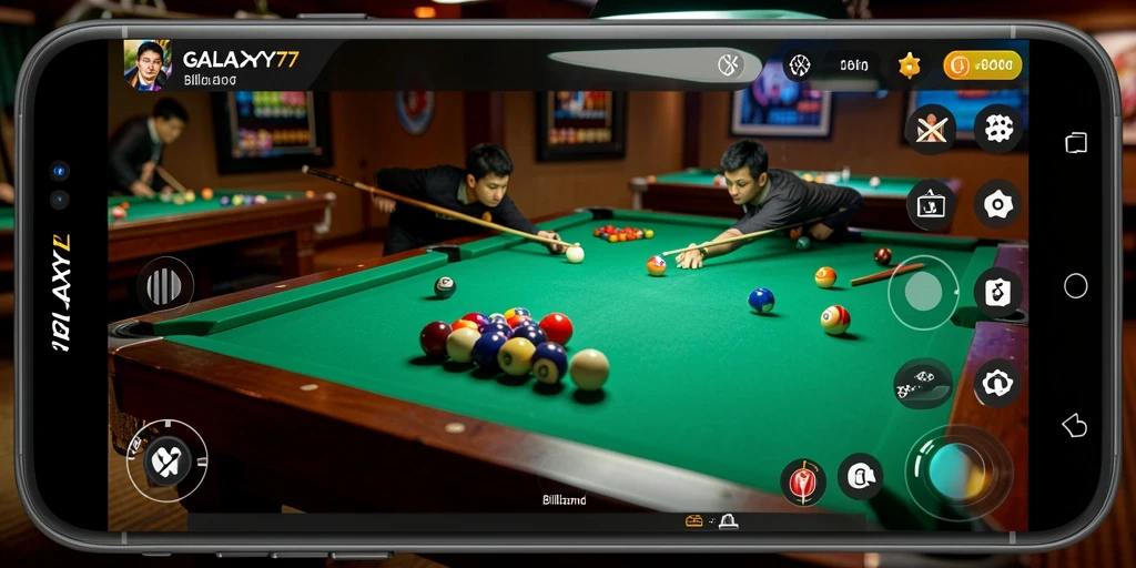 Tampilan menarik dari antarmuka game Billiard GALAXY77.