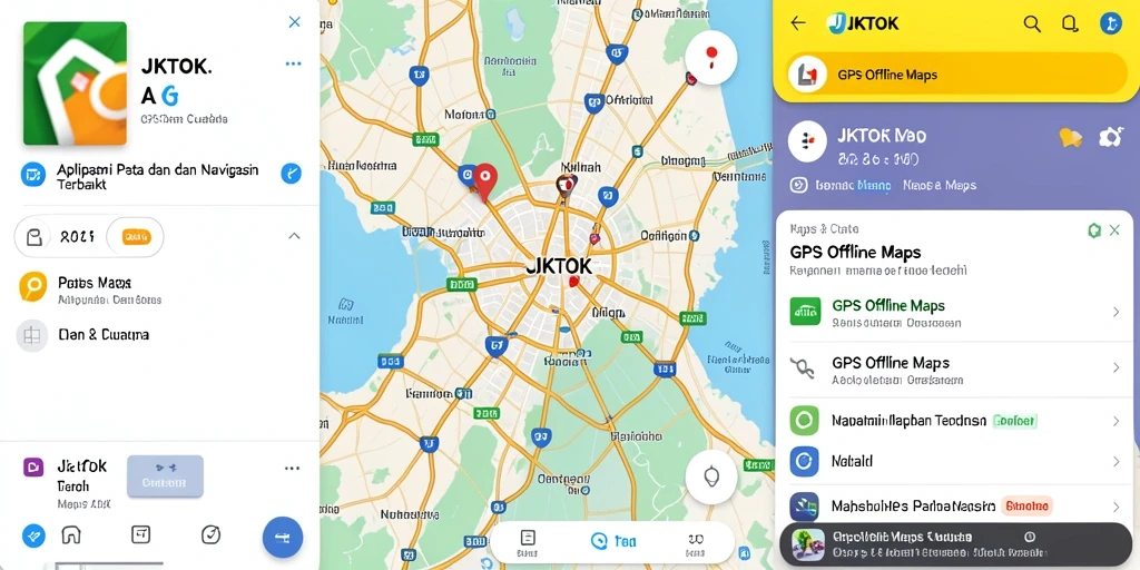 Antarmuka JKTOK dengan fitur GPS Offline Maps yang intuitif.