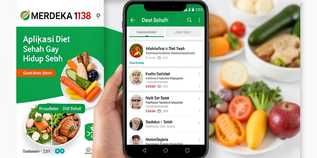 Tampilan antarmuka aplikasi MERDEKA138 untuk diet sehat.