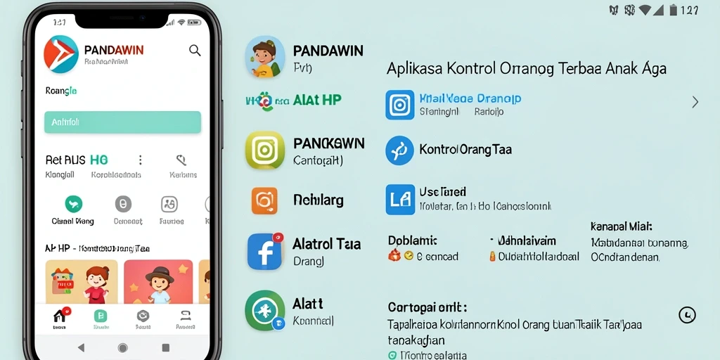 Antarmuka aplikasi PANDAWIN yang mudah digunakan untuk kontrol orang tua.