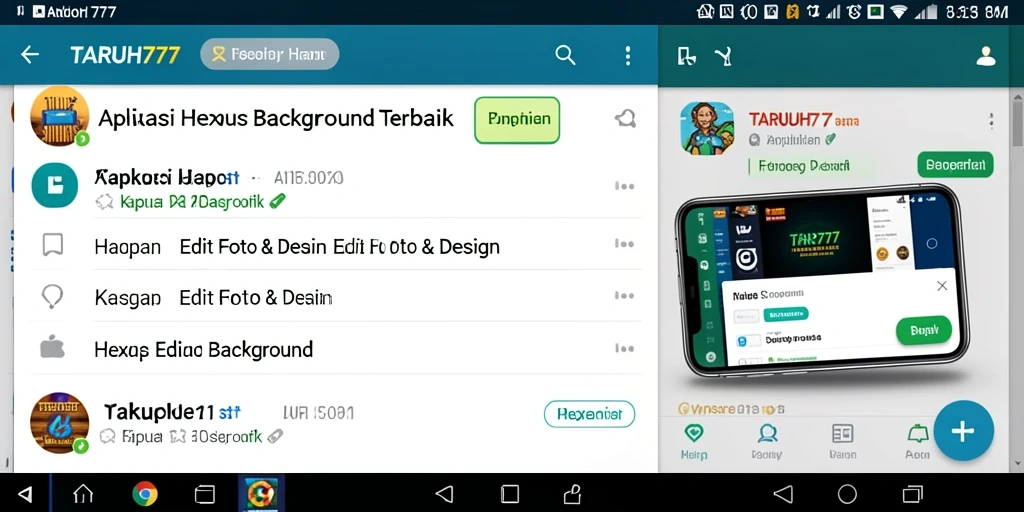 Tampilan antarmuka pengguna aplikasi TARUH777 untuk penghapusan latar belakang.